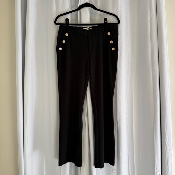 Jules & Leopold Pants - Jules & Leopold Pull On Slim Ponte Pants Gold Button Black Legging Style Large
